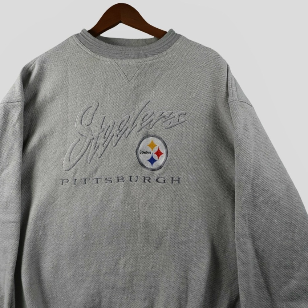 Vintage 90s Lee Sport Pittsburgh Steelers Mens Large Sweatshirt Grey Y2K NFL AFC
